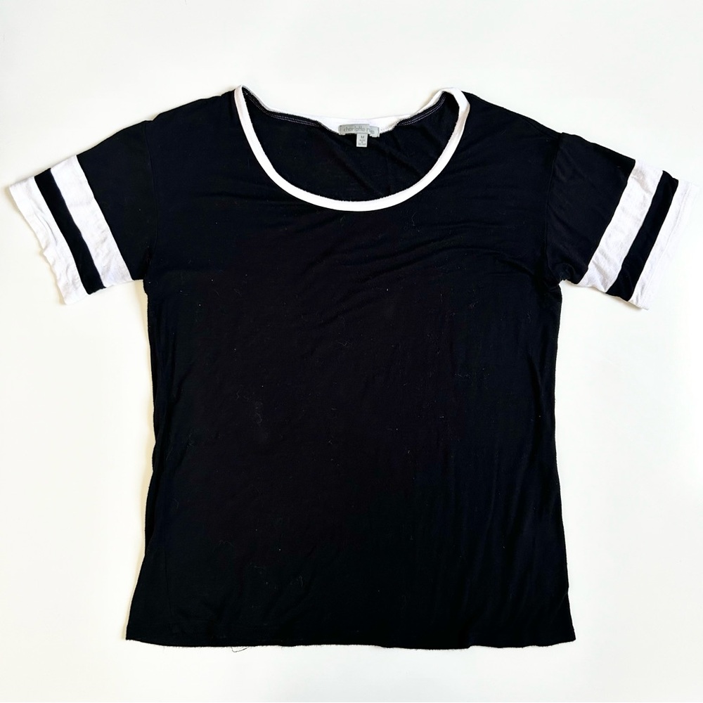 Charlotte Russe Black and White Fitted Short Sleeve Tee